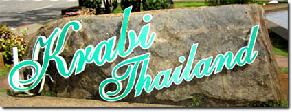 roca con las palabras Krabi Thailand
