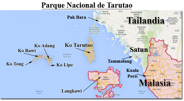 mapa del parque nacional de Tarutao